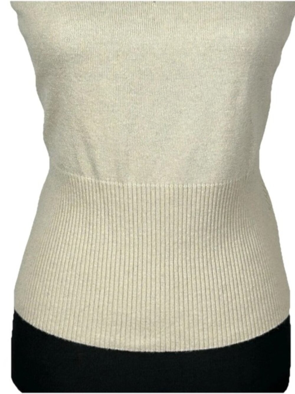 The Limited Cream Marled Beaded Tank Top Silk Cashmere Wool Whimsical Career L - Picture 4 of 10